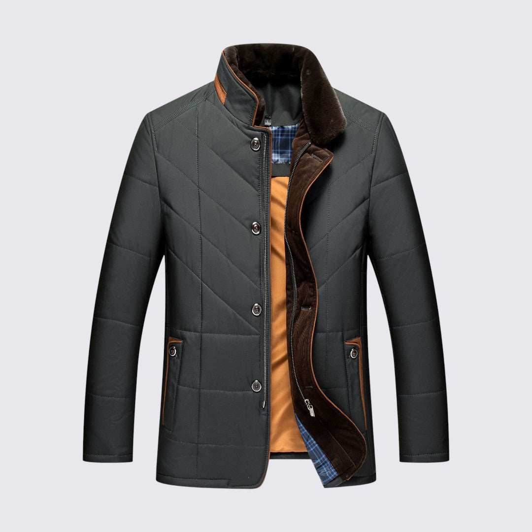 Lugane - Herren Übergangsjacke mit Knopfleiste und Karofutter - Gesteppte Design