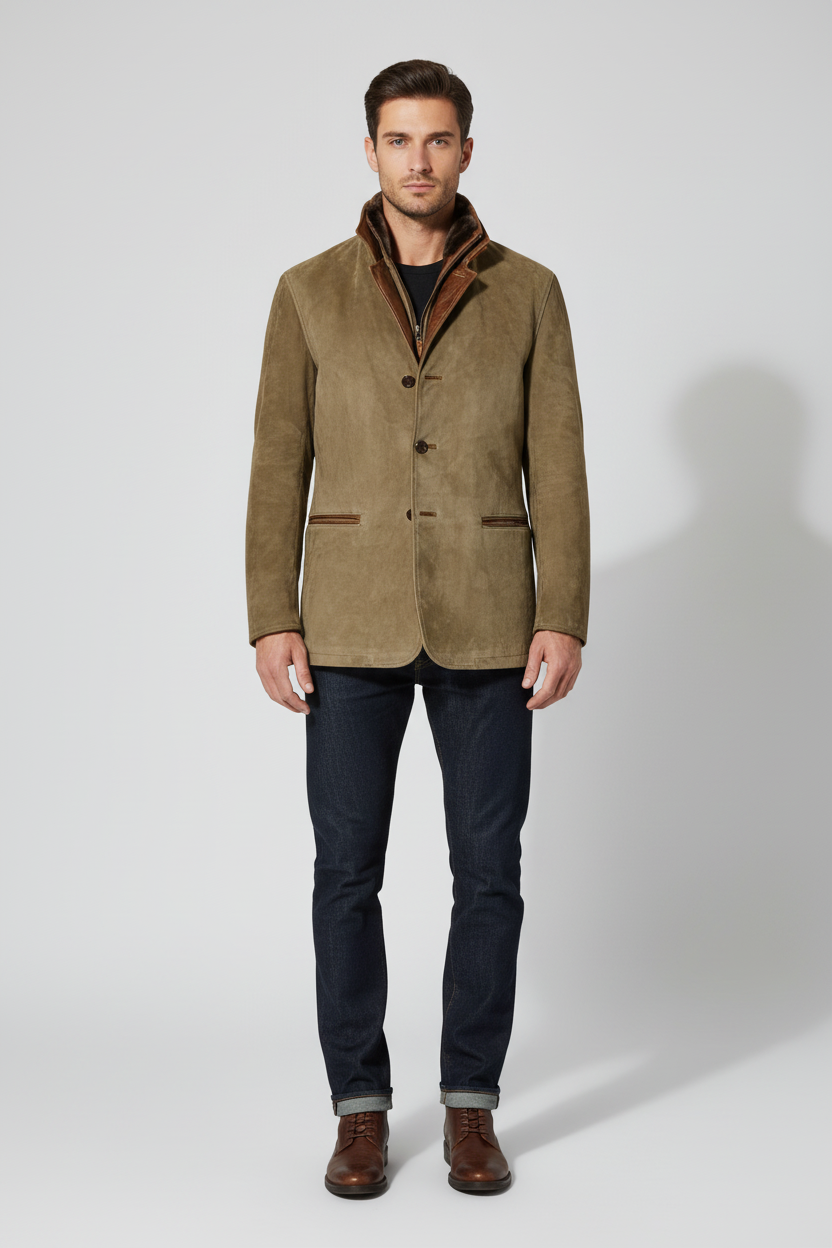 Lugane - Herren Reverskragen Jacke - Klassischer Stil mit Knopfleiste