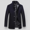Lugane - Herren Stehkragen-Mantel - Langer Schnitt mit Knopfleiste