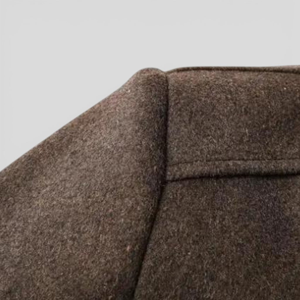 Lugane - Herren Stehkragen-Mantel - Langer Schnitt mit Knopfleiste