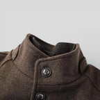 Lugane - Herren Stehkragen-Mantel - Langer Schnitt mit Knopfleiste