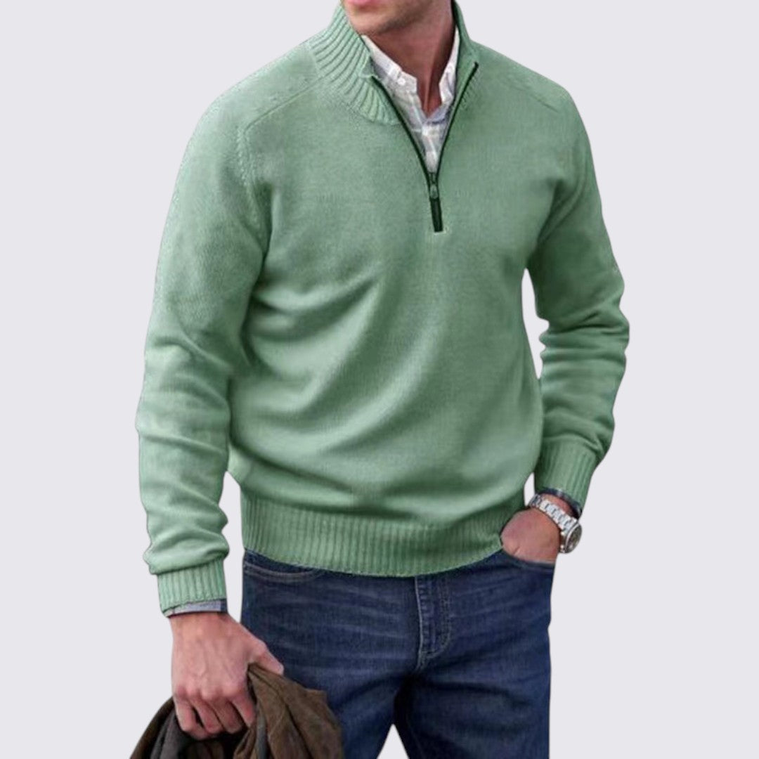 Lugane - Herren Pullover mit Reißverschlusskragen - Klassischer Stil mit Gerippten Bündchen