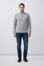 Lugane - Herren Pullover mit Reißverschlusskragen - Klassischer Stil mit Gerippten Bündchen