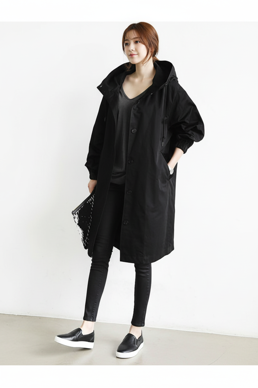 Lugane -  Eleganter Trenchcoat mit Kapuze – Stilvoll und Praktisch