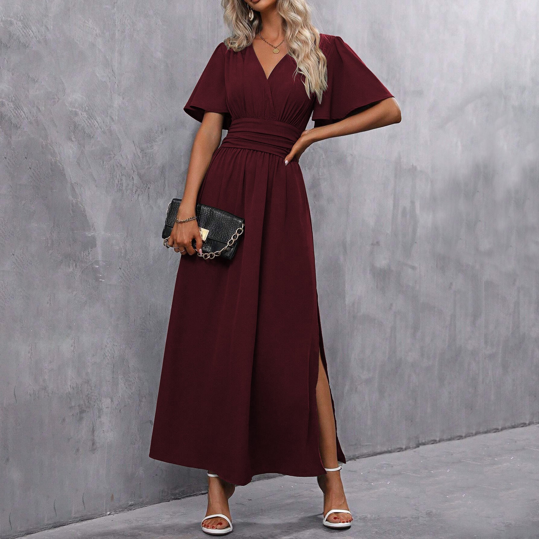 Lugane - Elegantes Maxi-Wickelkleid für Damen – Sommerkleid für Hochzeiten, Partys und Abendveranstaltungen – Große Größen – Boho- und Chic-Stil