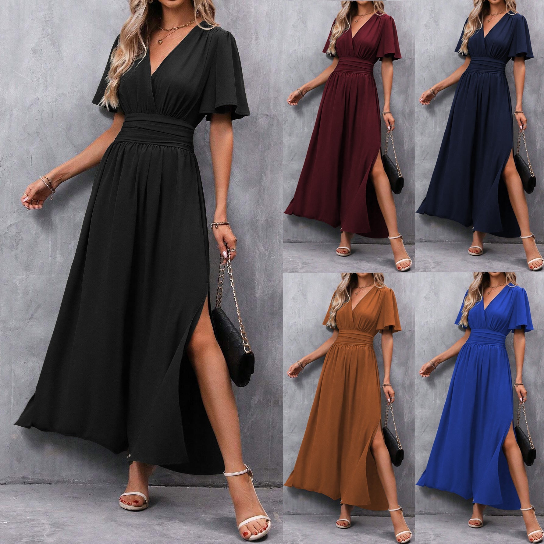 Lugane - Elegantes Maxi-Wickelkleid für Damen – Sommerkleid für Hochzeiten, Partys und Abendveranstaltungen – Große Größen – Boho- und Chic-Stil
