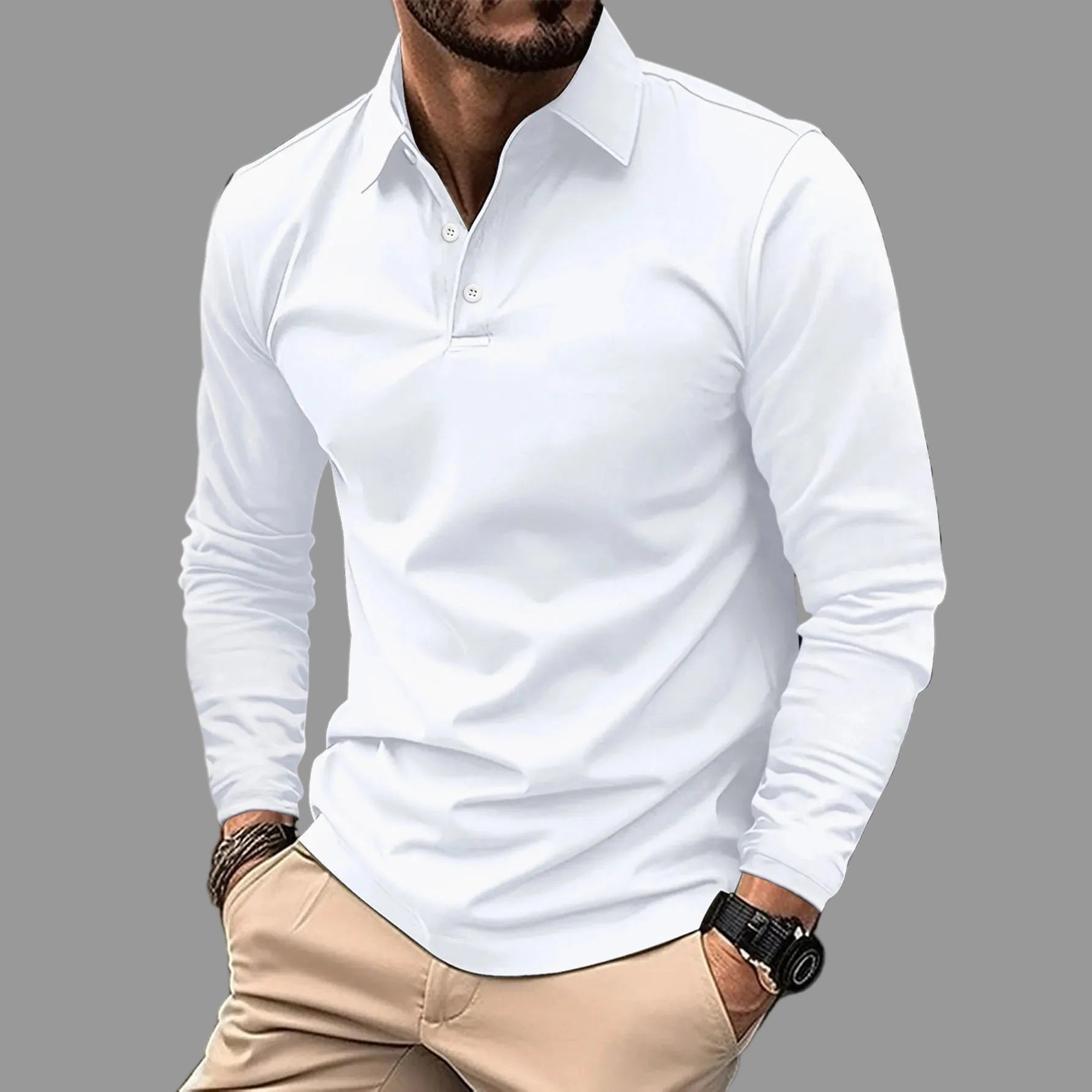 Lugane - Klassisches Langarm-Poloshirt für Herren