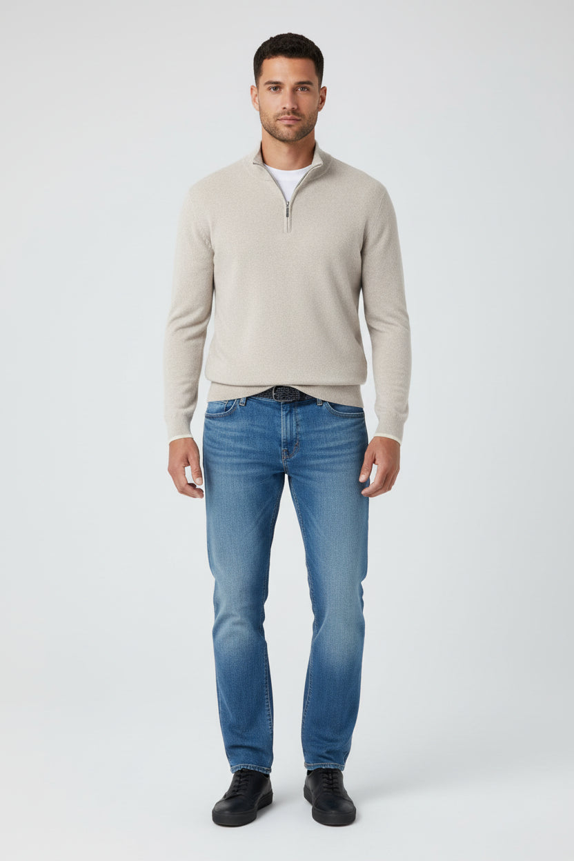 Lugane - Herren Pullover mit kurzem Reißverschluss