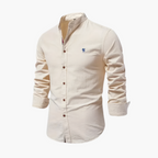 Lugane - Herren Langarmhemd mit Stehkragen – Elegantes Freizeit- und Businesshemd