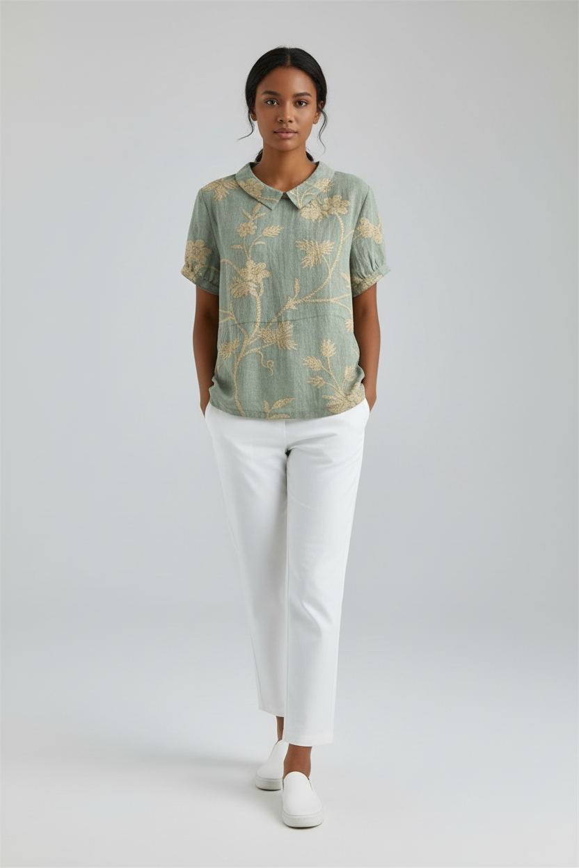 Lugane - Zeitlose Elegante Damenbluse mit Blumenmuster