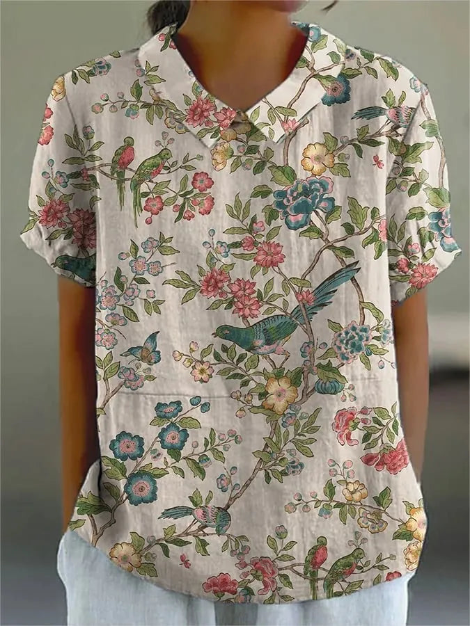 Lugane - Zeitlose Elegante Damenbluse mit Blumenmuster