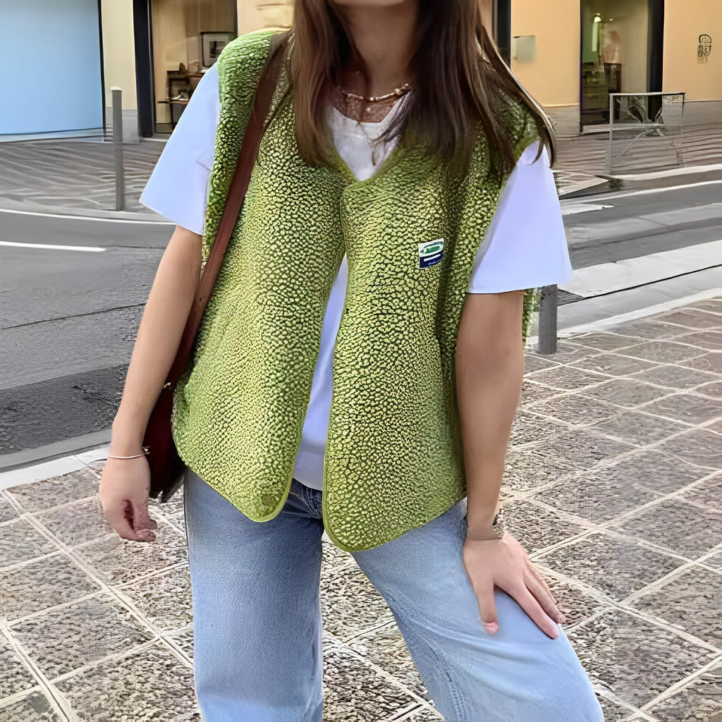 Lugane - Ärmellose Damenweste mit Druckknöpfen und Rundhalsausschnitt