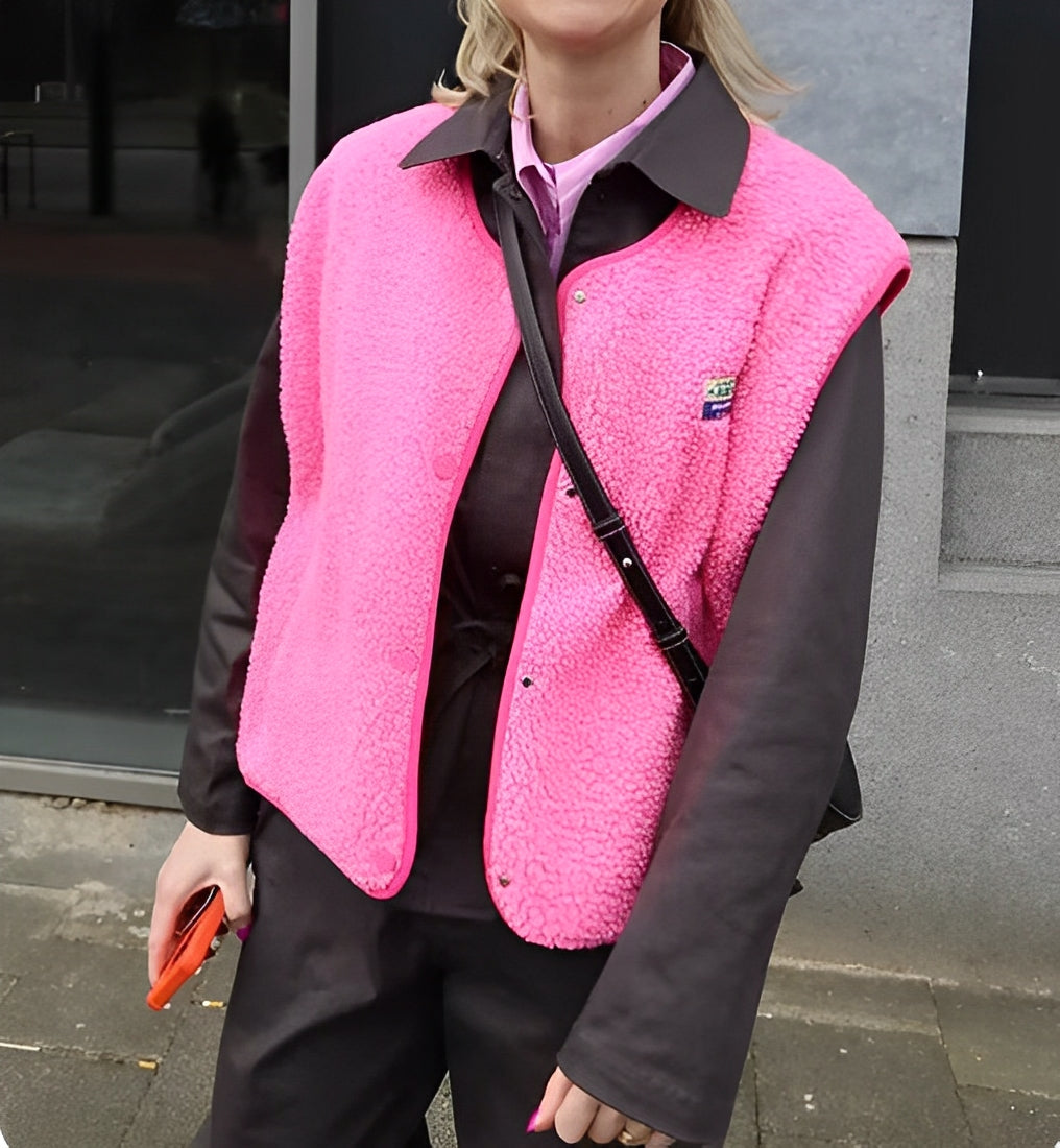 Lugane - Ärmellose Damenweste mit Druckknöpfen und Rundhalsausschnitt