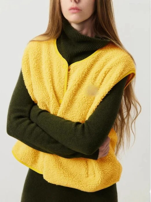 Lugane - Ärmellose Damenweste mit Druckknöpfen und Rundhalsausschnitt