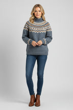 Lugane - Damen Klassischer Rollkragenpullover mit Norwegischem Muster – Warm und Stilvoll