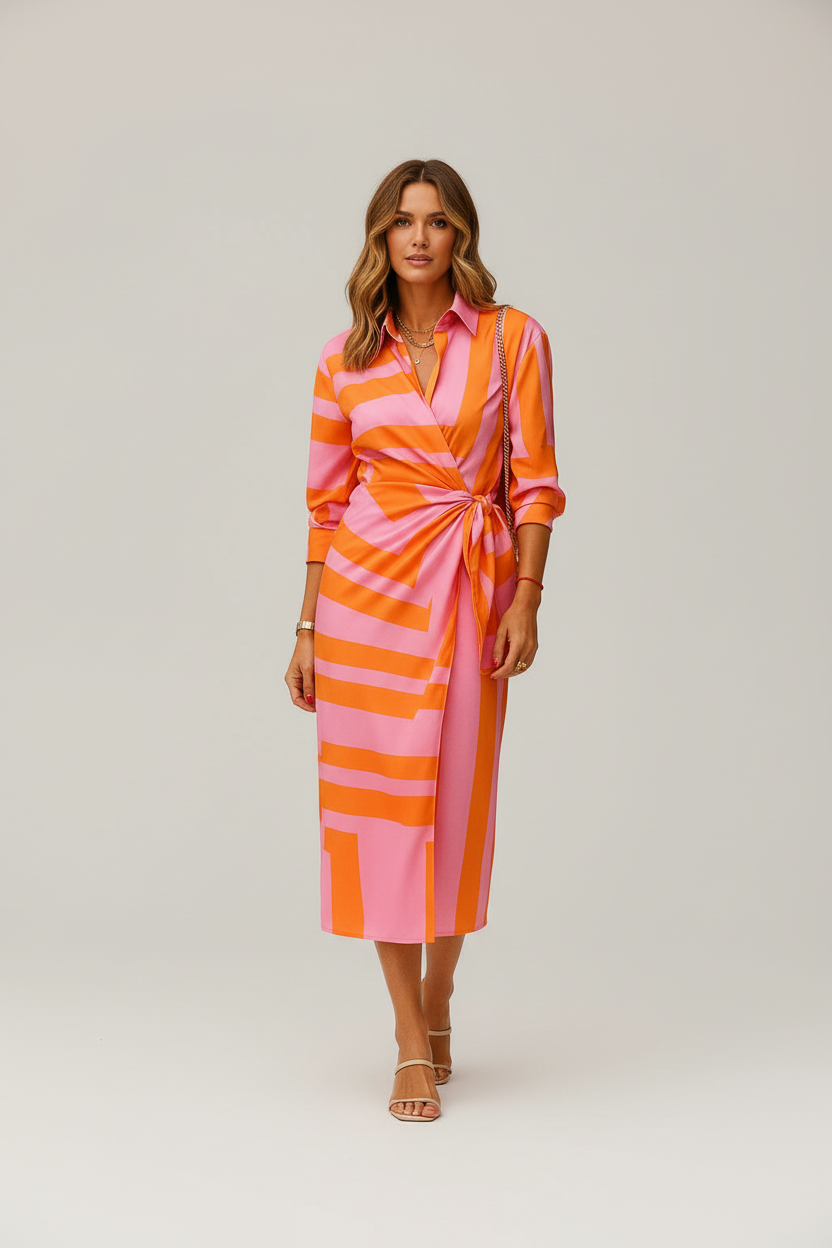 Lugane - Sommerkleid mit Wickel-Design und Kragen