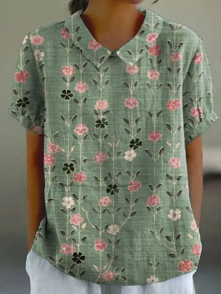 Lugane - Zeitlose Elegante Damenbluse mit Blumenmuster