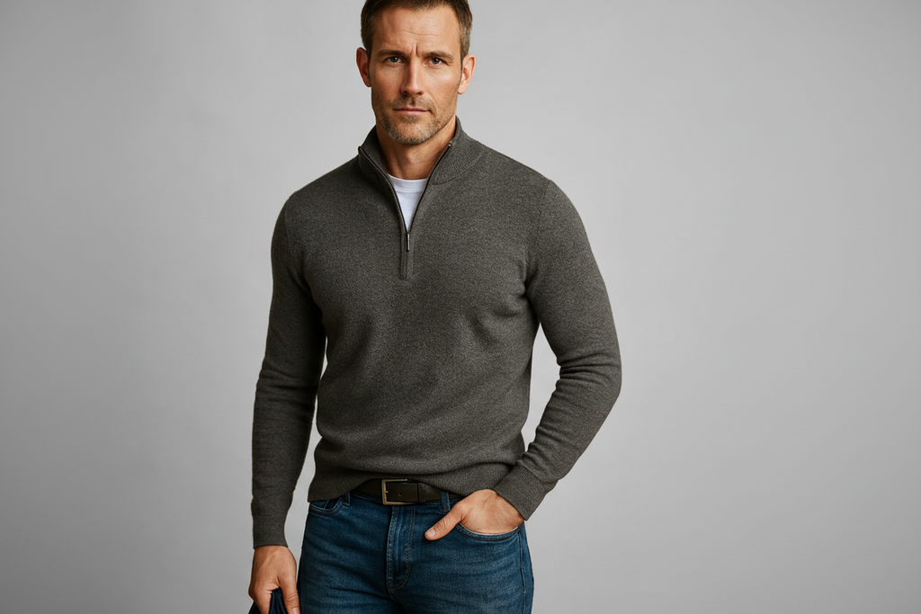 Lugane - Herrenpullover mit Reißverschluss